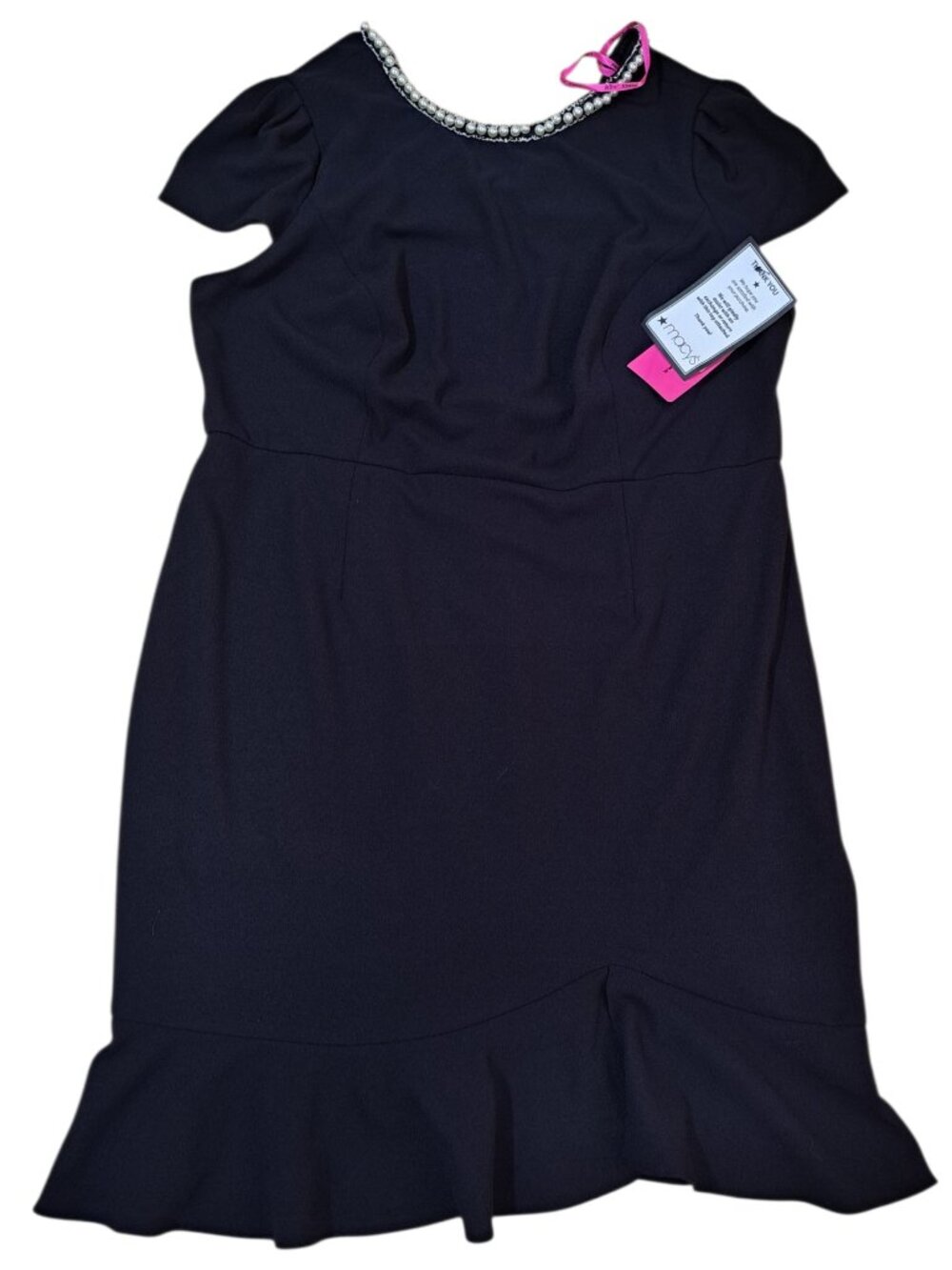 Betsey Johnson Womens Plus 22W Black Cap Sleeve Party Cocktail Dress Embellished